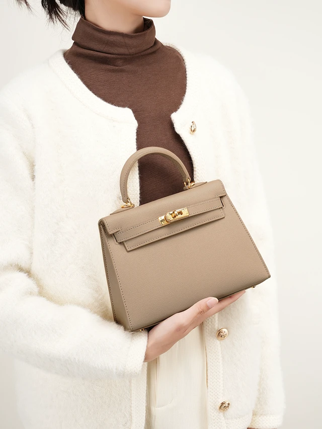 Alt view image 3 of 3 - Women Genuine Leather Crossbody Bags Women's Tote Shoulder Bag Grey