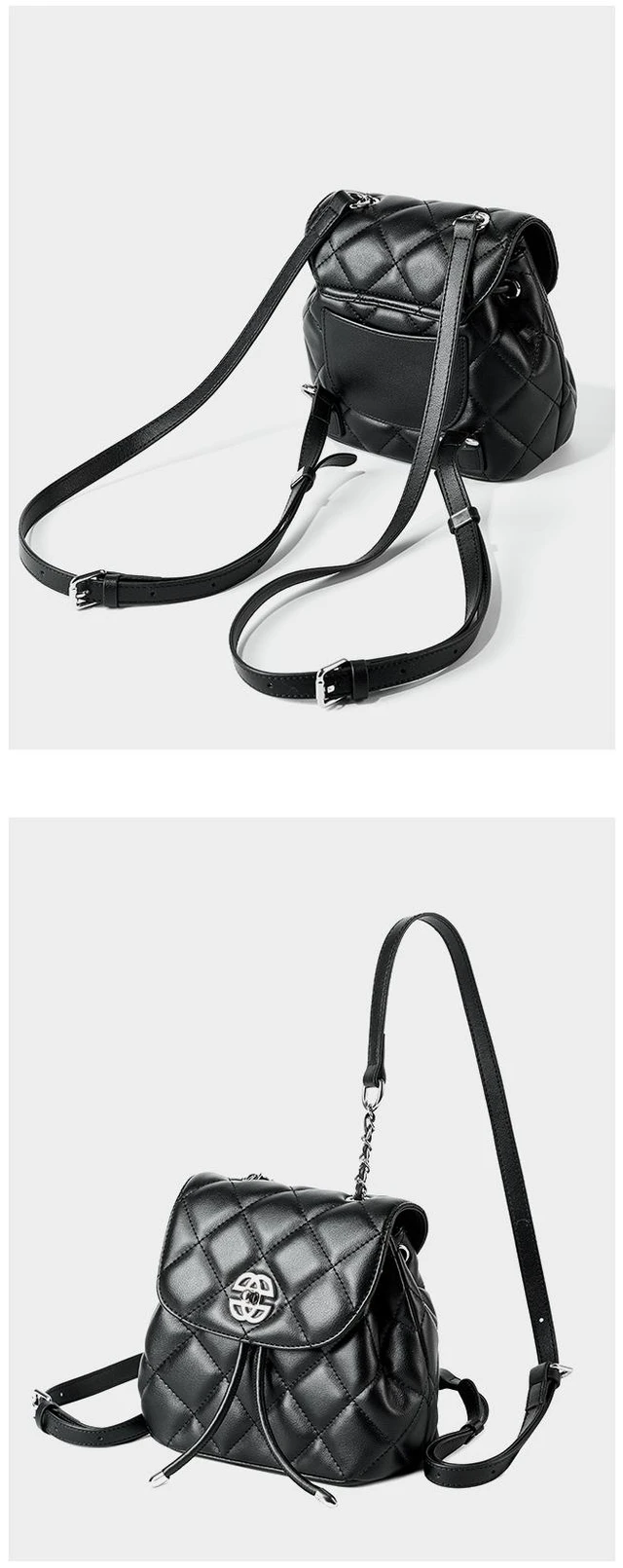 Alt view image 2 of 2 - Genuine Leather Fashion Backpack Large Capacity Backpack Black