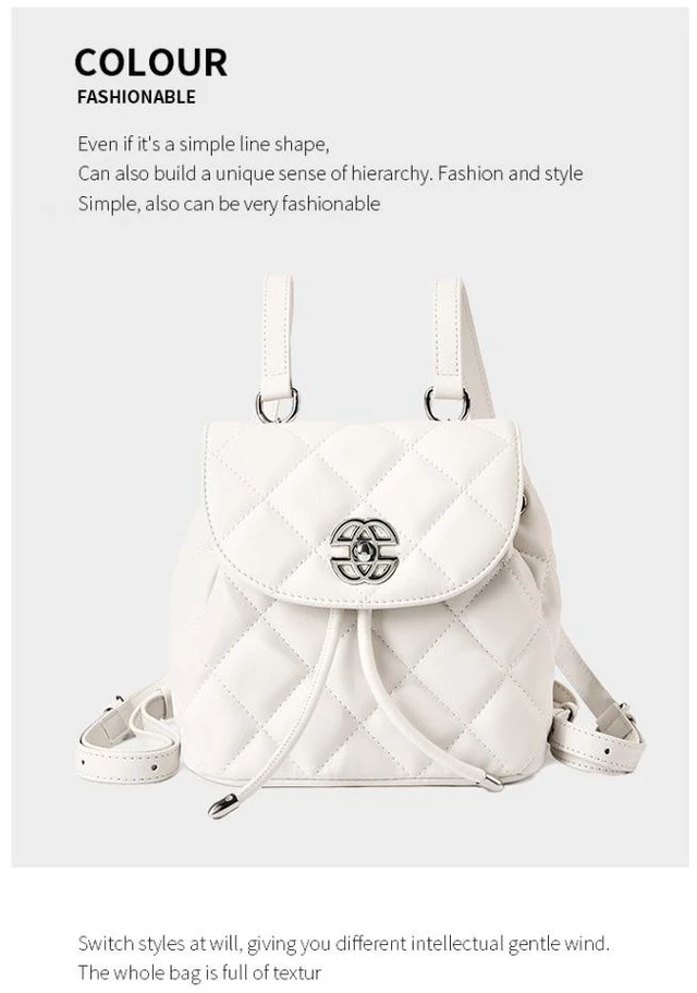Main image of Genuine Leather Fashion Backpack Large Capacity Backpack White