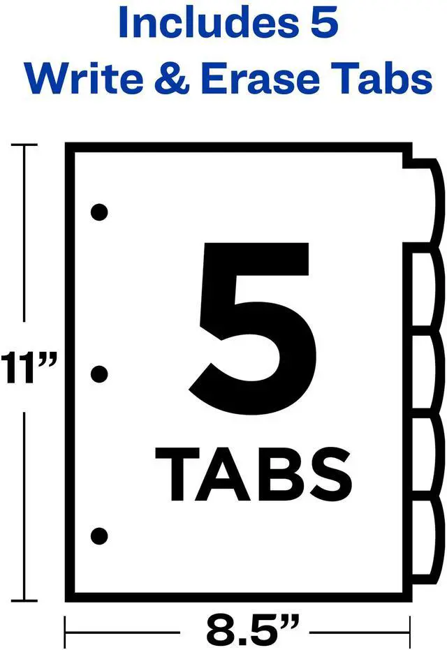 Alt view image 11 of 14 - Avery Big Tab Write & Erase Durable Plastic Dividers, 5 MulticolorTabs, 1 Set (16129),8-1/2" x 11"