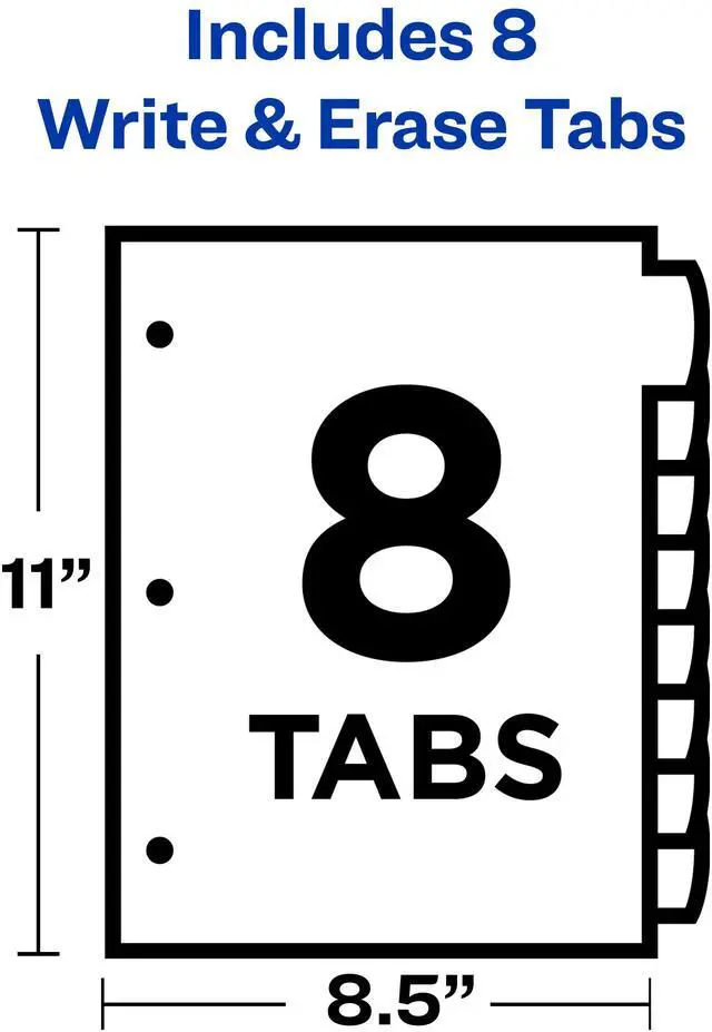 Alt view image 12 of 15 - Avery 16130 Big Tab Write & Erase Durable Plastic Dividers, 8 Multicolor Tabs, 1 Set