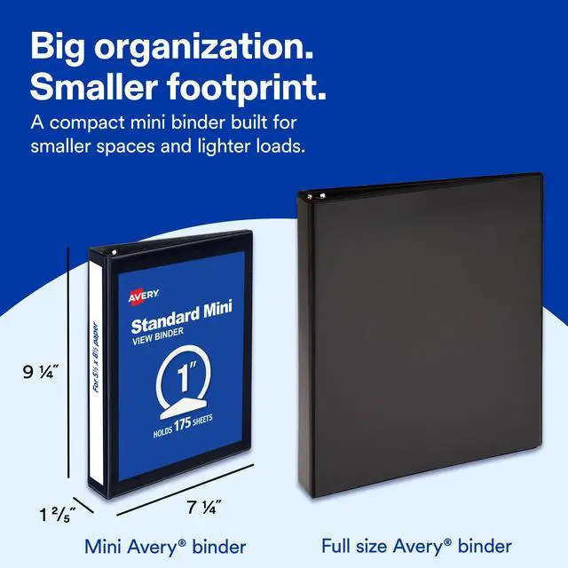 Alt view image 2 of 7 - Avery® Standard View Mini Binders, 1" Round Rings, White, 4ct (17702)