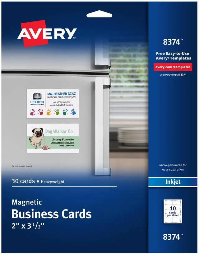 Main image of Avery Magnetic Printable Business Cards, 2" x 3.5" (8374)