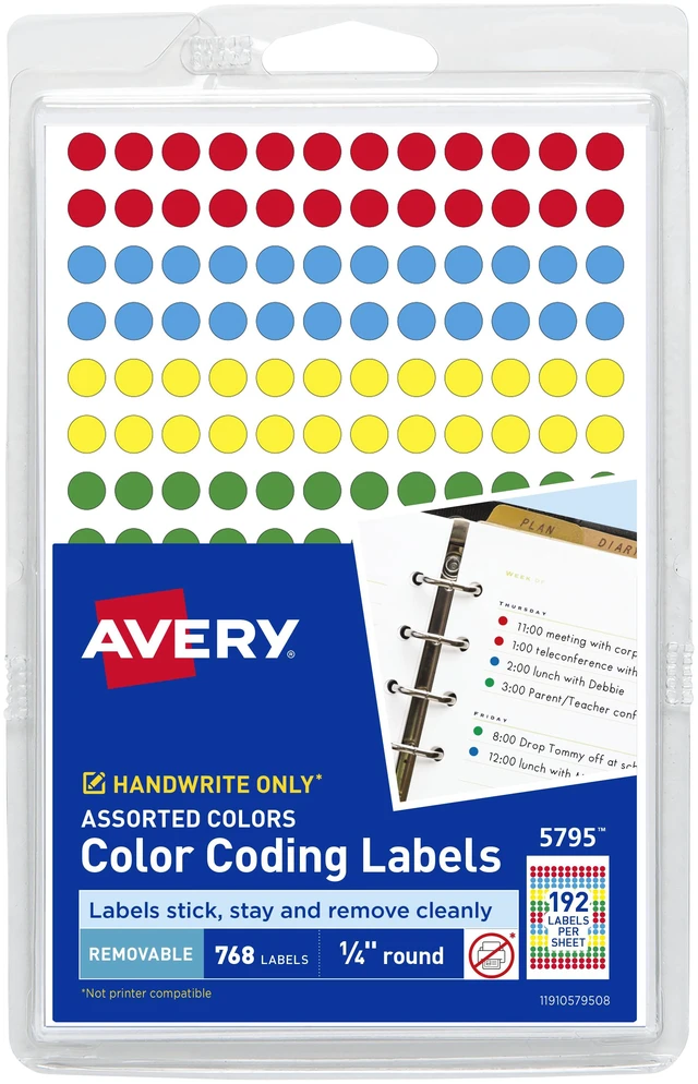 Main image of Avery® Dot Stickers, 1/4" Diameter, Assorted Colors, 768 Labels