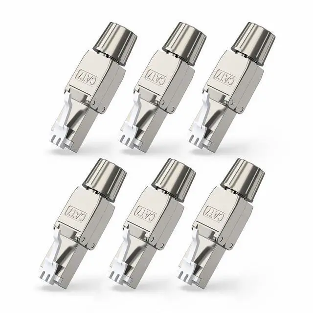 Alt view image 8 of 14 - Cat7 Cat6A RJ45 Connector 6-Pack, Tool-Free Zinc Alloy Shielded Ethernet Termination Plugs for Cat7 up to 23AWG Solid Bulk S/FTP Ethernet Cable