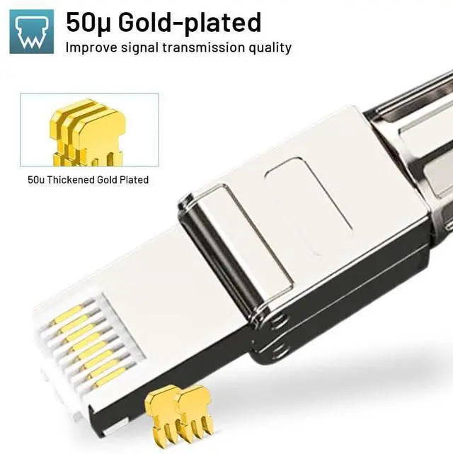 Alt view image 11 of 14 - Cat7 Cat6A RJ45 Connector 6-Pack, Tool-Free Zinc Alloy Shielded Ethernet Termination Plugs for Cat7 up to 23AWG Solid Bulk S/FTP Ethernet Cable