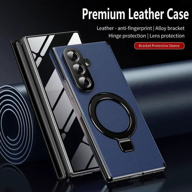 Alt view image 9 of 14 - for Samsung Galaxy Z Fold 7 Magnetic Case with Privacy Screen Protector, Hinge Protection & Compatible MagSafe & Ring Kickstand,Slim Fit Protective Phone Case for Galaxy Z Fold7 Case,Blue