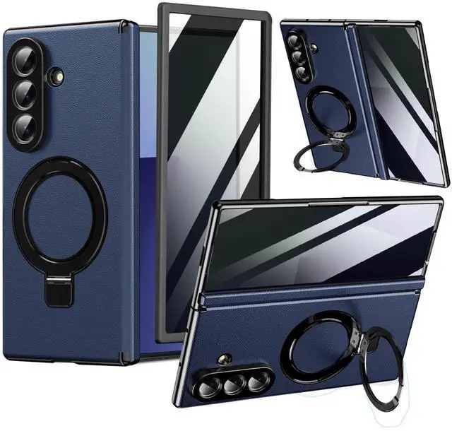 Alt view image 8 of 14 - for Samsung Galaxy Z Fold 7 Magnetic Case with Privacy Screen Protector, Hinge Protection & Compatible MagSafe & Ring Kickstand,Slim Fit Protective Phone Case for Galaxy Z Fold7 Case,Blue