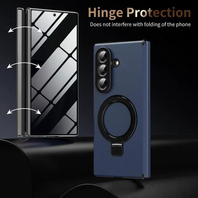 Alt view image 10 of 14 - for Samsung Galaxy Z Fold 7 Magnetic Case with Privacy Screen Protector, Hinge Protection & Compatible MagSafe & Ring Kickstand,Slim Fit Protective Phone Case for Galaxy Z Fold7 Case,Blue