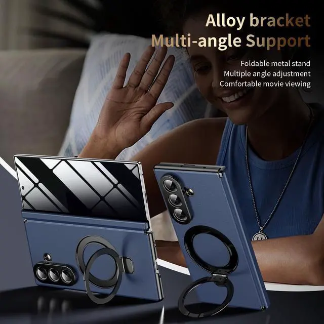 Alt view image 14 of 14 - for Samsung Galaxy Z Fold 7 Magnetic Case with Privacy Screen Protector, Hinge Protection & Compatible MagSafe & Ring Kickstand,Slim Fit Protective Phone Case for Galaxy Z Fold7 Case,Blue