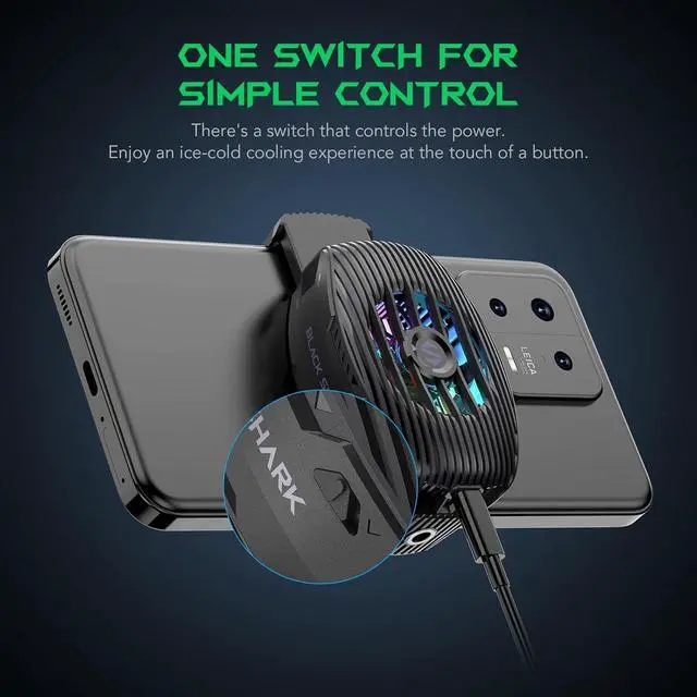 Alt view image 9 of 14 - Phone Cooler for Gaming FunCooler 5 NEO, Wired Mobile Phone Cooling Fan Lightweight Quiet with RGB Light, Cellphone Radiator for 2.67-3.45 inches iPhone/Android, Retaining Bolt (Black)