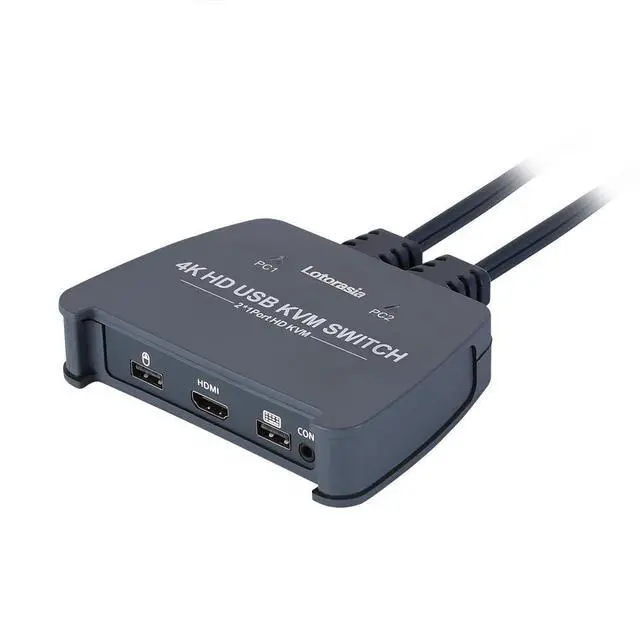 Alt view image 10 of 14 - HDMI KVM Switch 1 Monitor 2 Computers,4K@60Hz KVM Switcher with 2 HDMI Cable and USB Ports for 2 Computers Share Keyboard Mouse Printer, Include Desktop Controller