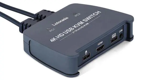 Alt view image 9 of 14 - HDMI KVM Switch 1 Monitor 2 Computers,4K@60Hz KVM Switcher with 2 HDMI Cable and USB Ports for 2 Computers Share Keyboard Mouse Printer, Include Desktop Controller