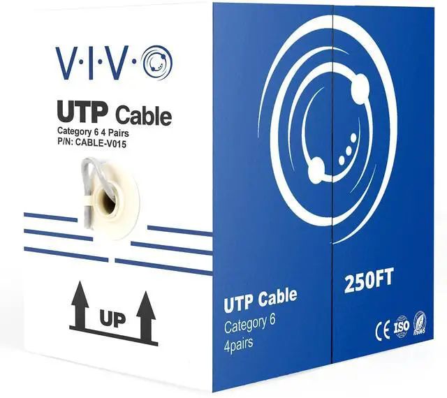 Alt view image 8 of 14 - Gray 250ft Bulk Cat6, CCA Ethernet Cable, 23 AWG, UTP Pull Box, Cat-6 Wire, Indoor, Network Installations CABLE-V015