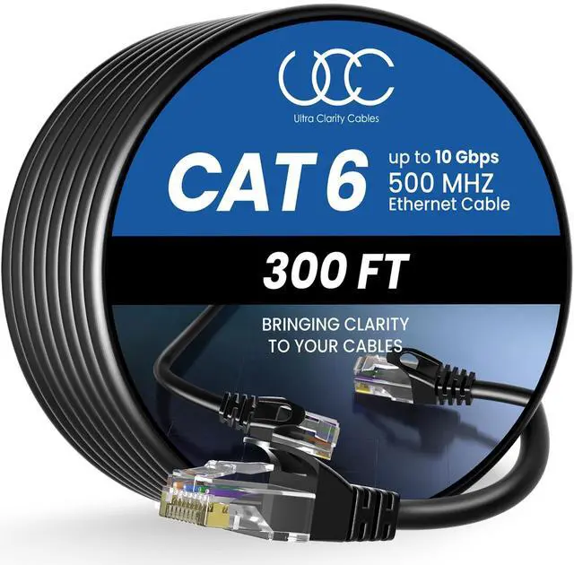 Alt view image 8 of 14 - Cat 6 Ethernet Cable 300 ft, Outdoor&Indoor 10Gbps Ethernet Cable, High Speed Cat6 Cable RJ45 LAN Internet Cable for Computer, Router, Modem, PS4/5, Xbox, Gaming - Black
