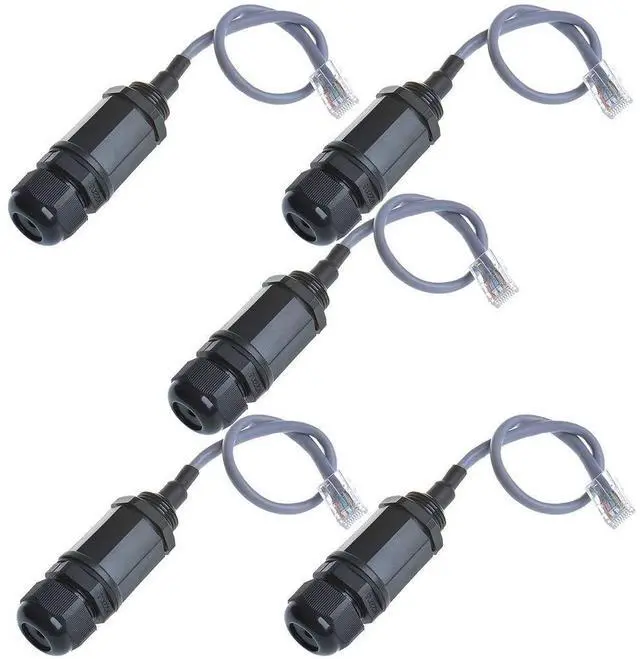 Alt view image 8 of 14 - 5PCS M20 RJ45 Waterproof Cat5 8P8C Connector IP67 Ethernet LAN Cable Connector Double Head with Cat5 Network Cable Outdoor LAN Coupler Adapter Male to Female