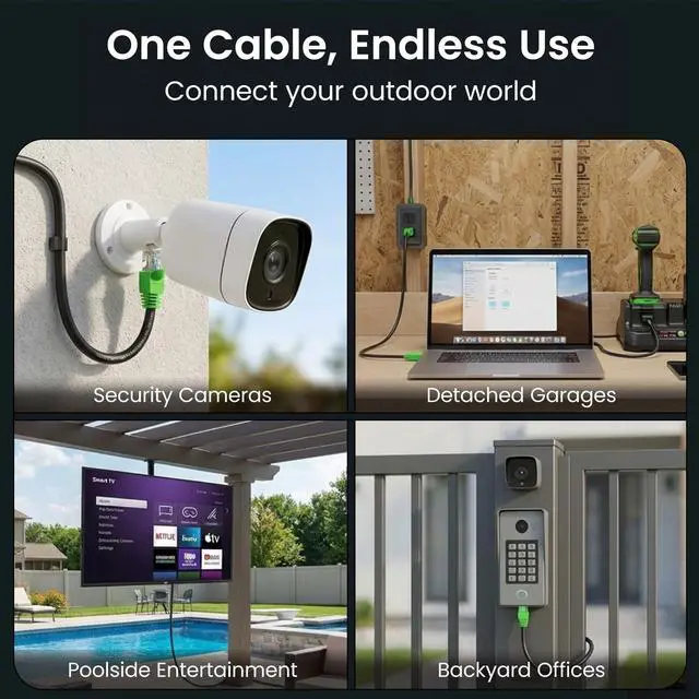 Alt view image 13 of 14 - Cat6 Ethernet Cable 200ft, Outdoor Direct Burial Cat 6 Cable 24AWG High Speed Up to 10Gbps, LLDPE (PE) UV-Resistant Waterproof Jacket, CCA RJ45 Network Internet Cable for Router- Black,200FT