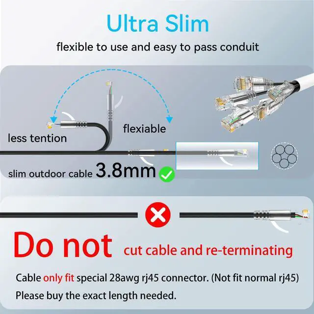 Alt view image 11 of 12 - Cat6a Ethernet Cable Slim 300ft Outdoor&Indoor, 28AWG Pure Copper Cat6 Internet Cable for Waterproof & Direct Burial, Flexible Cat6 Ethernet Cable 10G 550MHZ, Cat 6 Network cable for Indoor Black