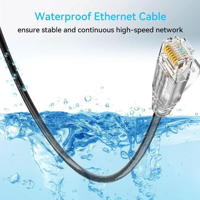 Alt view image 12 of 12 - Cat6a Ethernet Cable Slim 300ft Outdoor&Indoor, 28AWG Pure Copper Cat6 Internet Cable for Waterproof & Direct Burial, Flexible Cat6 Ethernet Cable 10G 550MHZ, Cat 6 Network cable for Indoor Black
