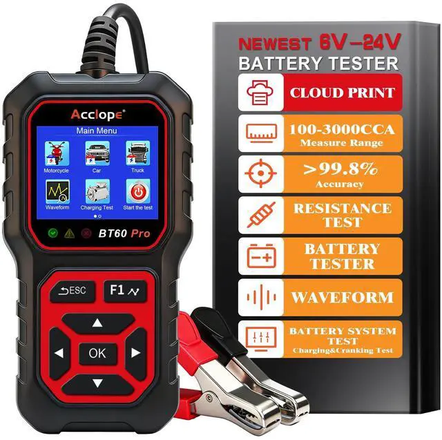Alt view image 8 of 14 - BT60 PRO Car Battery Tester 6V/12V/24V, 2120Ah, 1003000 CCA, AGM/Gel/Lithium, Digital Analyzer, QR Cloud Report (No App), Alternator & Starter/Charging System