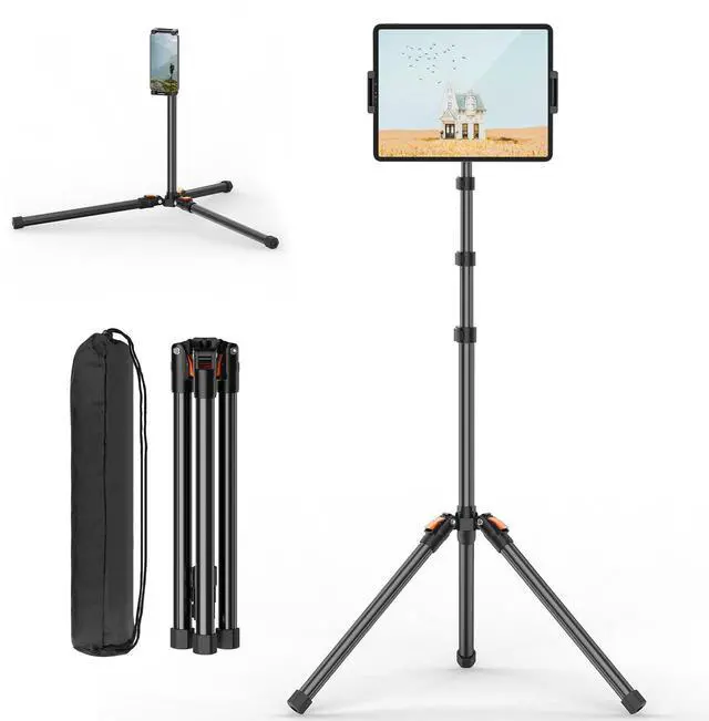 Alt view image 8 of 14 - 72in Tablet Floor Stand Tripod,Tablet Stand Floor with 360° Ball Head,Height Adjustable Floor Stand Holder with Case,Tall Tripod for Phone/Music/Stream/Recording and All 4.7-13 Devices