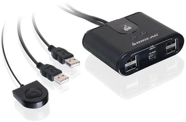 Alt view image 5 of 6 - USB 2.0 2x4 Peripheral Switching Hub - 2 PC Share To 4 USB Devices - Up To 480Mbps - Mobile Devices Charging - Mouse/Keyboard - Printer - Scanner - EX HD - LED Indicators w/Remote - GUS402