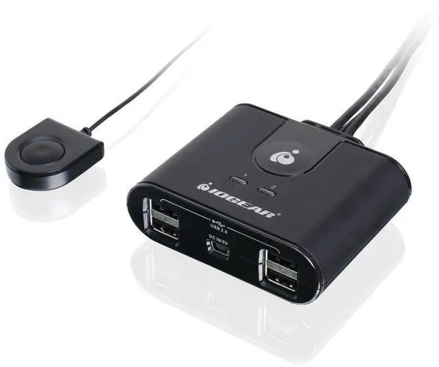 Alt view image 6 of 6 - USB 2.0 2x4 Peripheral Switching Hub - 2 PC Share To 4 USB Devices - Up To 480Mbps - Mobile Devices Charging - Mouse/Keyboard - Printer - Scanner - EX HD - LED Indicators w/Remote - GUS402