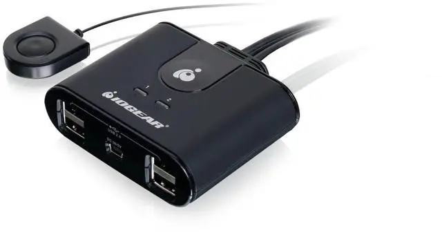 Alt view image 4 of 6 - USB 2.0 2x4 Peripheral Switching Hub - 2 PC Share To 4 USB Devices - Up To 480Mbps - Mobile Devices Charging - Mouse/Keyboard - Printer - Scanner - EX HD - LED Indicators w/Remote - GUS402