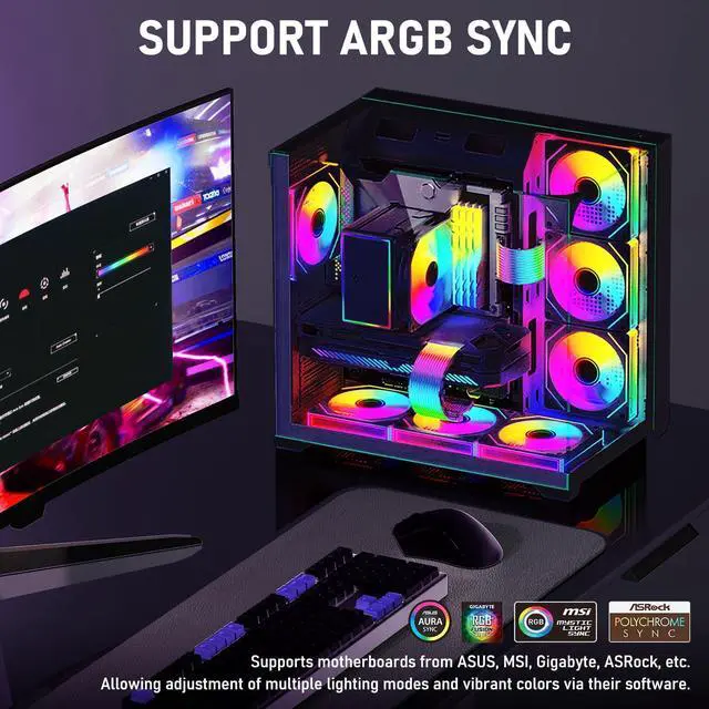 Alt view image 14 of 14 - RGB Cables Cover Kit, Flex Power Cable Cover for 24-Pin Motherboard and 8-Pin/16-Pin GPU, ARGB PSU Cable Extension with 5V 3-Pin Sync for PC Case Decoration, Black