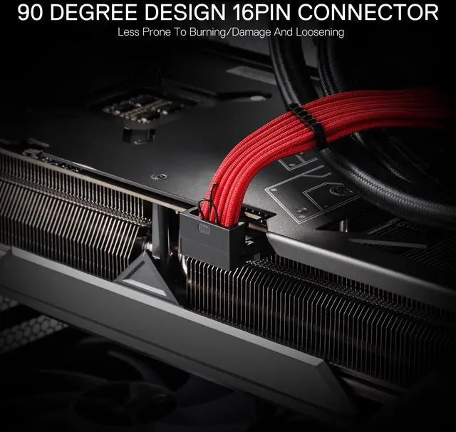 Alt view image 10 of 14 - GCP07 Power Extension Cable Kit - 1x24 Pin, 1x90 Degree 16 Pin, 2x8Pin Sleeved Cable for ATX Power Supply, 30CM Length with Cable Combs, Red