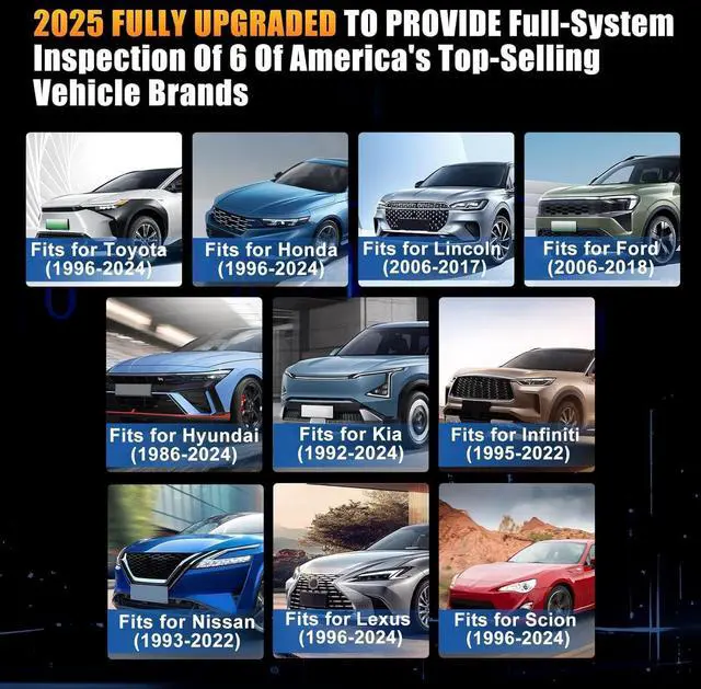 Alt view image 11 of 12 - OBD2 Scanner Check Engine Light Car Code Reader Clear Error Codes ABS SRS SAS Etc Full Vehicle System Diagnostics Tool Compatible with Toyota Honda Ford