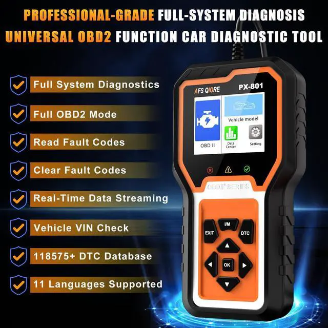 Alt view image 12 of 12 - OBD2 Scanner Check Engine Light Car Code Reader Clear Error Codes ABS SRS SAS Etc Full Vehicle System Diagnostics Tool Compatible with Toyota Honda Ford
