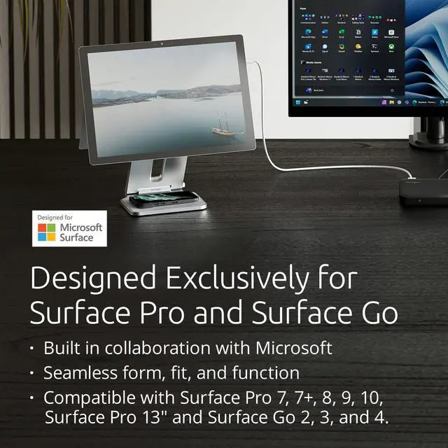 Alt view image 9 of 14 - Elevated Stand Adjustable for Surface Stand for Desk, on-Skid Tablet Holder Designed for Surface Pro, Silver (K58277WW)