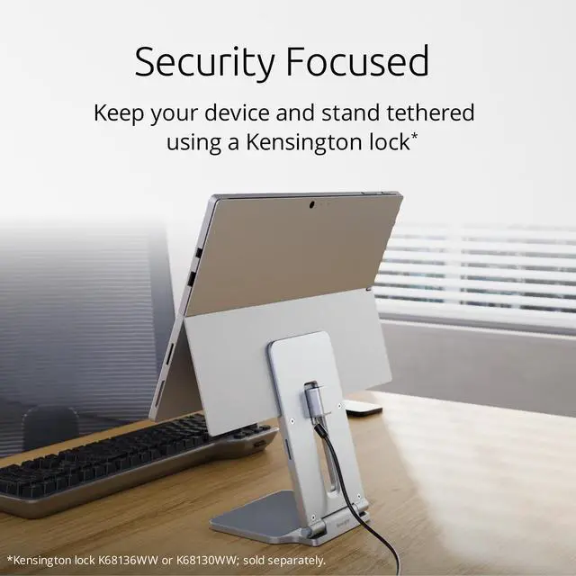 Alt view image 13 of 14 - Elevated Stand Adjustable for Surface Stand for Desk, on-Skid Tablet Holder Designed for Surface Pro, Silver (K58277WW)