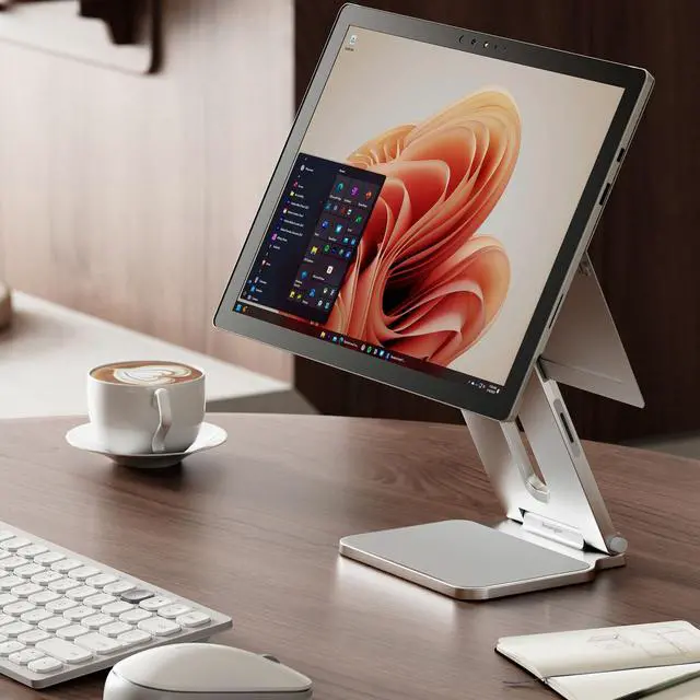 Alt view image 14 of 14 - Elevated Stand Adjustable for Surface Stand for Desk, on-Skid Tablet Holder Designed for Surface Pro, Silver (K58277WW)