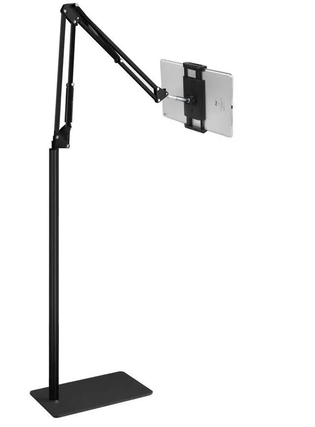 Alt view image 8 of 14 - Tablet Floor Stand with 5LB Metal Base, Overhead Bed Phone Stand Angle Height Adjustable Holder, Universal Floor Stand Compatible with iPhone iPad Pro Air Mini, Samsung Tab, Kindle, E-Readers