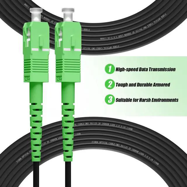 Alt view image 9 of 14 - 30M(98ft) SCA to SCA Outdoor Fiber Optic Cable, Simplex, Single Mode, OS2 Fiber Optic Internet Cable - OS1/OS2 Compatible LSZH,Black