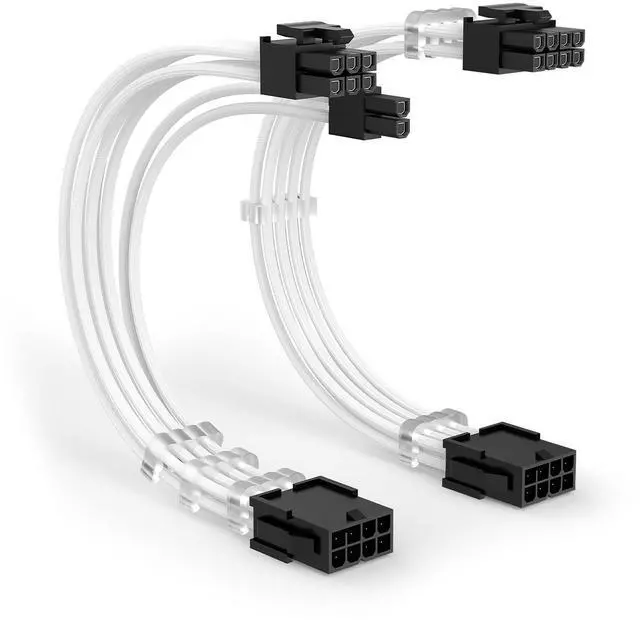 Alt view image 8 of 14 - 8 Pin PCI Express Power Extension Cable, 11.8 inch White Braided GPU Sleeve Power Cord with 6 Cable Combs, Male to Female Extension Cord for Graphics Card, 2 Pack