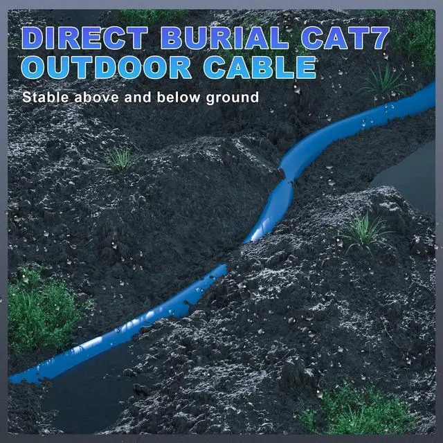 Alt view image 14 of 14 - Cat 7 Ethernet Cable 150ft Outdoor, SFTP Triple Shielded Cat7 Cable 150 ft, Waterproof, Direct Burial, In-Ground, UV Resistant, High Speed 10Gbps 600MHz, Network, LAN, Internet Cables for Router ets
