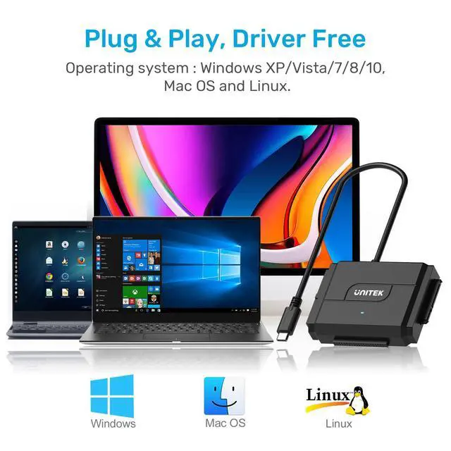 Alt view image 12 of 14 - IDE/SATA to USB C 3.0 Adapter, Universal IDE Hard Drive Little Triangle pro Converter for 2.5"/3.5" Inch IDE and SATA External HDD/SSD, Support 10TB
