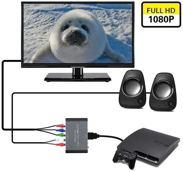 Alt view image 14 of 14 - HDMI to Component Video Converter, HDMI to Ypbpr Scaler + R/L Audio Output Converter Adapter Support 1080p for PS3,DVD(Aluminum)