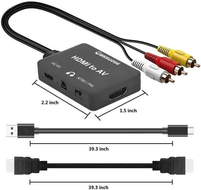 Alt view image 13 of 14 - HDMI to RCA Converter with 3.5mm Audio Headphones Port, HDMI to AV Adapter for Older TV Supports PAL/NTSC Compatible for Various Streaming Stick,Fire TV Stick,Chromecast,Roku, DVD, Android TVs Box