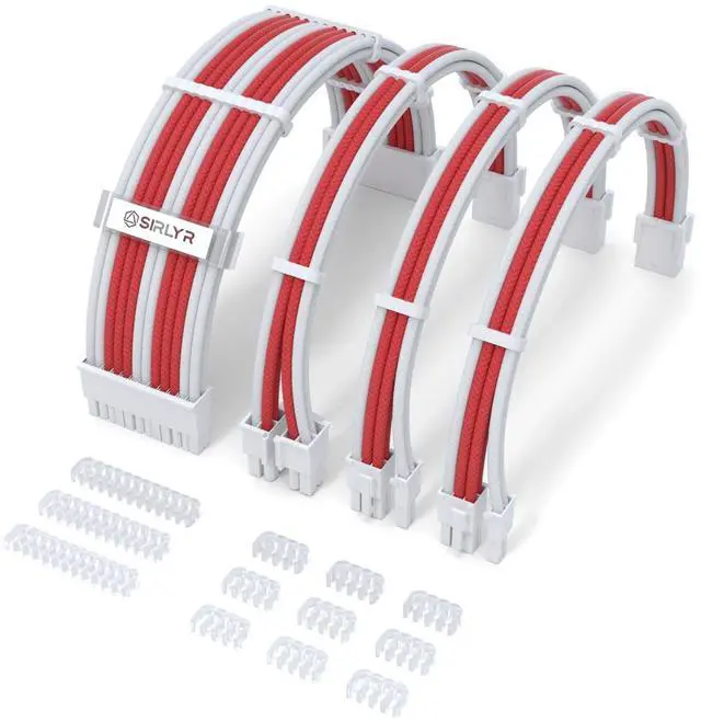 Alt view image 8 of 14 - PSU Cable Extension,Customed Pre-Bend PC Power Supply Cable,1x 24 Pin ATX / 1x 8 (4+4) Pin EPS/Longer 2X 8 (6+2) Gold-Plated Pin Pcie,Nylon Sleeved Red White,4 Kits