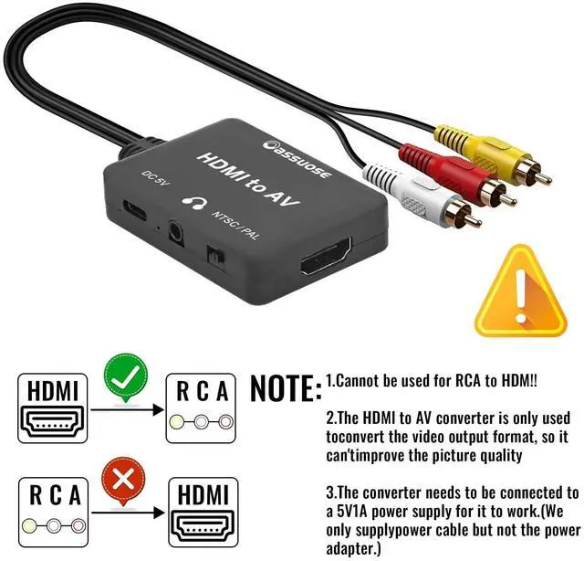 Alt view image 11 of 14 - HDMI to RCA Converter with 3.5mm Audio Headphones Port, HDMI to AV Adapter for Older TV Supports PAL/NTSC Compatible for Various Streaming Stick,Fire TV Stick,Chromecast,Roku, DVD, Android TVs Box