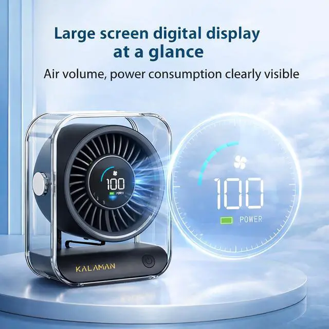 Alt view image 14 of 14 - Desk Fan, 4000mAh Quiet Table Fan with Turbo Airflow, 6-Gear Speed Digital Display & 30° Adjustable Tilt, Rechargeable Battery Portable Fan for Home, Office, Travel (Black)