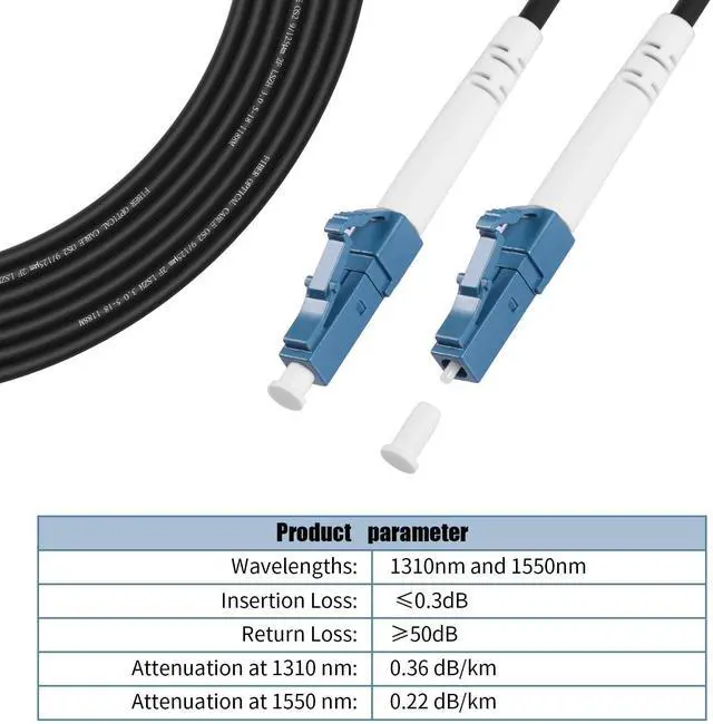 Alt view image 10 of 14 - 30M(98ft) OS2 LC to LC Fiber Optic Cable Outdoor Armored, Single Mode, Simplex, 9/125µm 3.0mm Diameter Fiber Patch Jumper Cable, LSZH, OS1/OS2 Compatible, Black