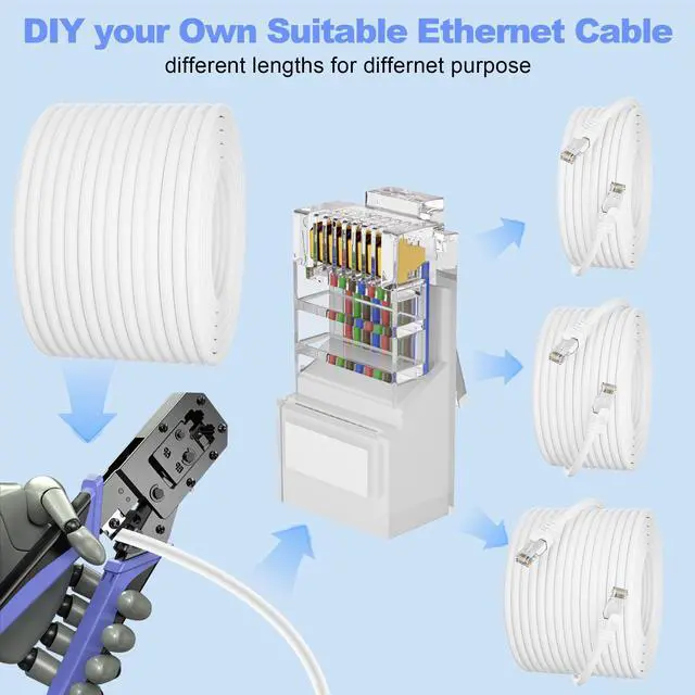 Alt view image 10 of 14 - Cat 6 Ethernet Cable 200ft (10 RJ45), Outdoor & Indoor, Cat 6 Patch Cable, Cat6 Internet Cable, UTP Network Cable, Heavy Duty 23AWG, Compatible for PC, Laptop, Router,
