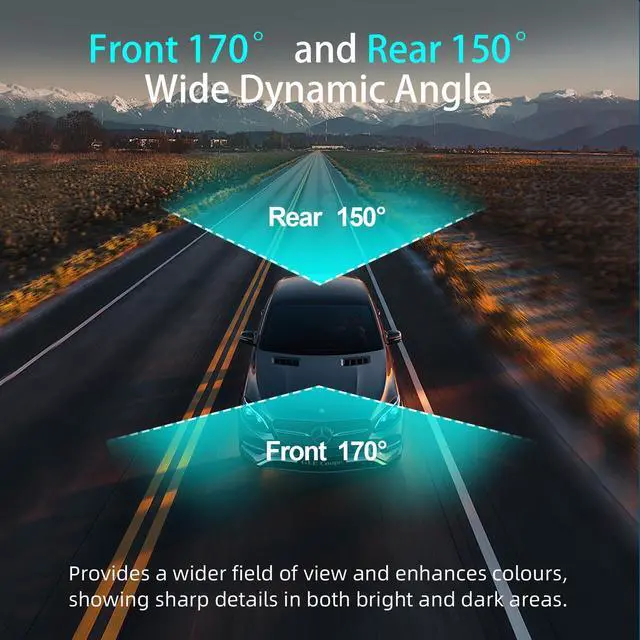 Alt view image 12 of 14 - 4K Dash Cam, Front and Rear Dual Dash Camera for Cars with 64GB Card, 5.8GHz WiFi, 360° Swivel Rear Camera, App Control, WDR, G-Sensor, Night Vision, Loop Recording, Parking Mode