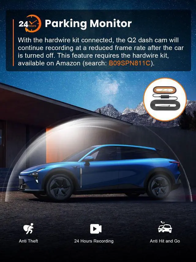 Alt view image 14 of 14 - 4K Dash Cam Front, Built-in 5G WiFi, 64GB Card Included, Dash Camera for Cars, Mini Dashcam with Super Night Vision, Loop Recording, G-Sensor, 24 Hours Parking Monitor, Support 256GB Max
