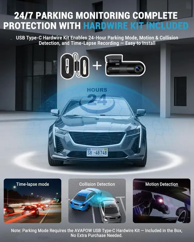 Alt view image 12 of 14 - 4K Dash Cam Front for Cars, Free Hardwire Kit & 64GB Sd Card Included WiFi 6, App Control, UHD 2160P, Built-in G-Sensor, Loop Recording, Night Vision, 170° Wide Angle, 24H Parking, WDR